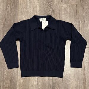 H&M Kids Navy V-Neck Collard Sweater Shirt